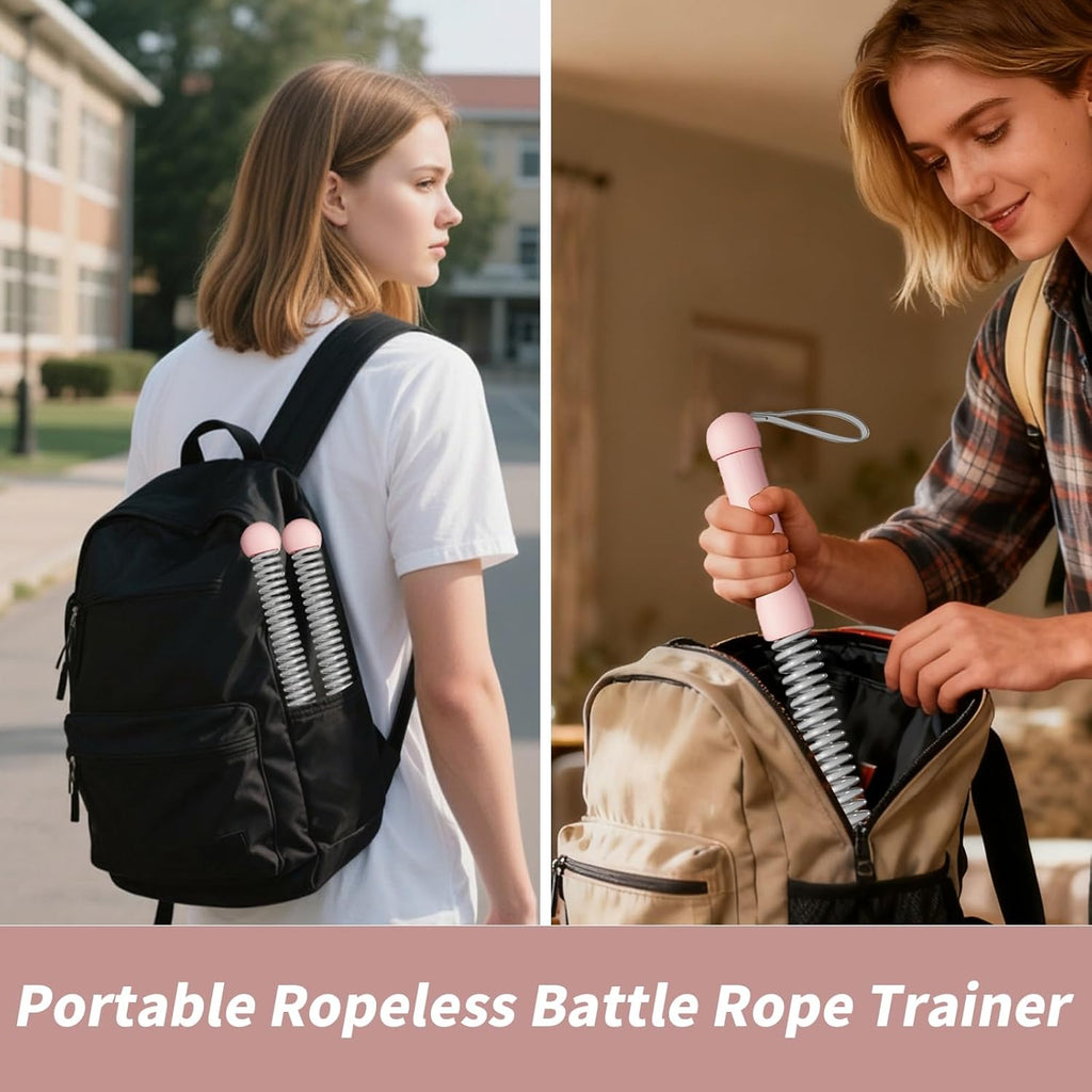 Ropeless Battle Ropes Weighted — 2 Pack Portable Cordless Battle Ropes for HIIT & Cardio Full-Body Workout Tool with Non-Slip Spiral Handles, Travel-Friendly Home Gym Equipment for Women & Men