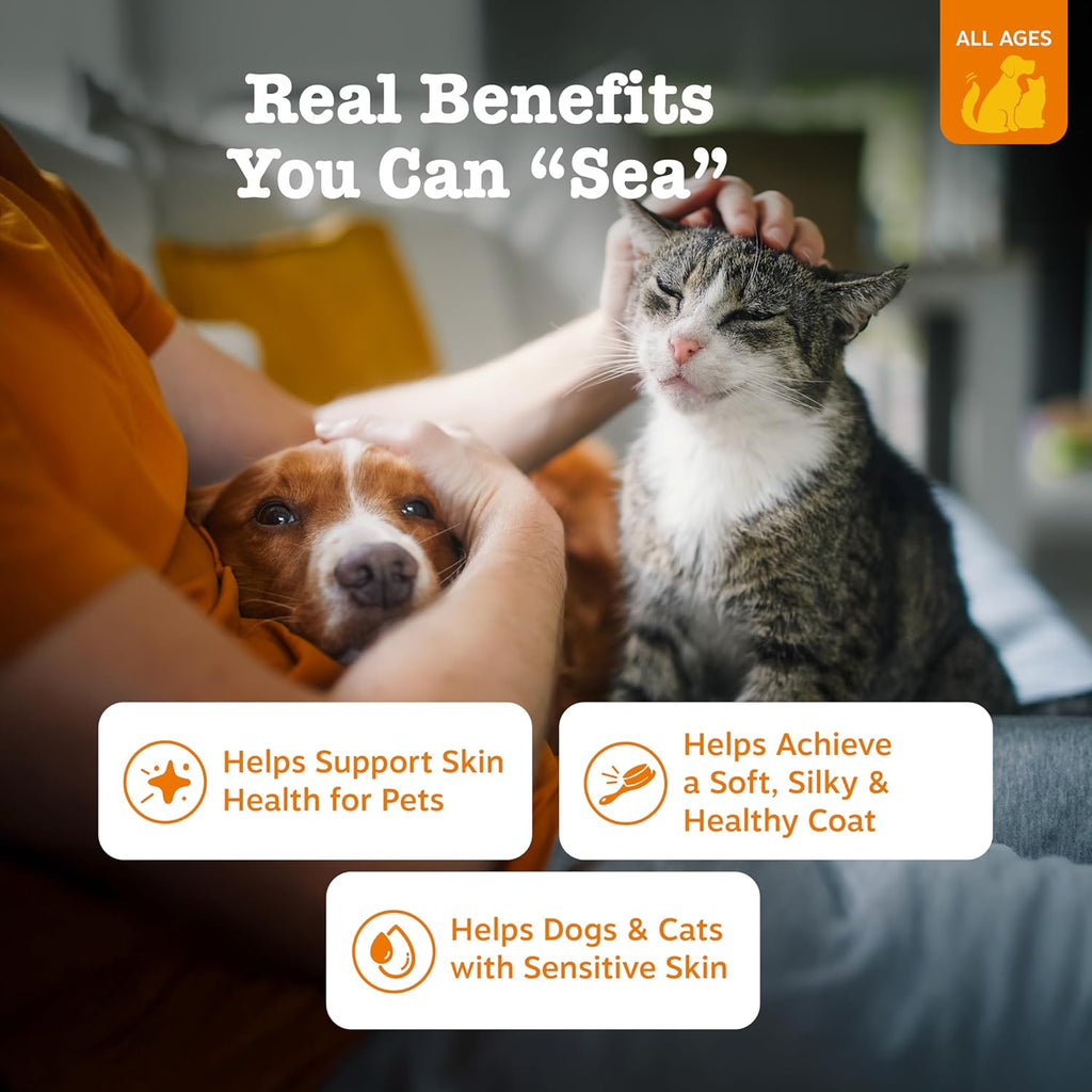 Wild Alaskan Omega-3 Blend Pollock + Salmon Oil for Dogs and Cats- Skin and Coat Support, Omega 3 Supplement for Pets, 8.5Oz