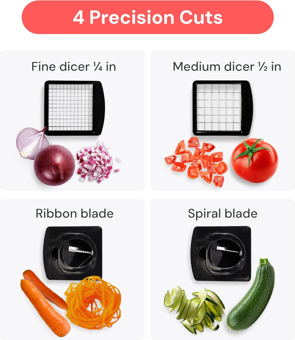 the Original Pro Chopper - Vegetable Chopper and Spiralizer, Food Chopper with Container, Fruit Slicer, Kitchen Gadgets & Gifts, Home Essentials (4 in 1, White)