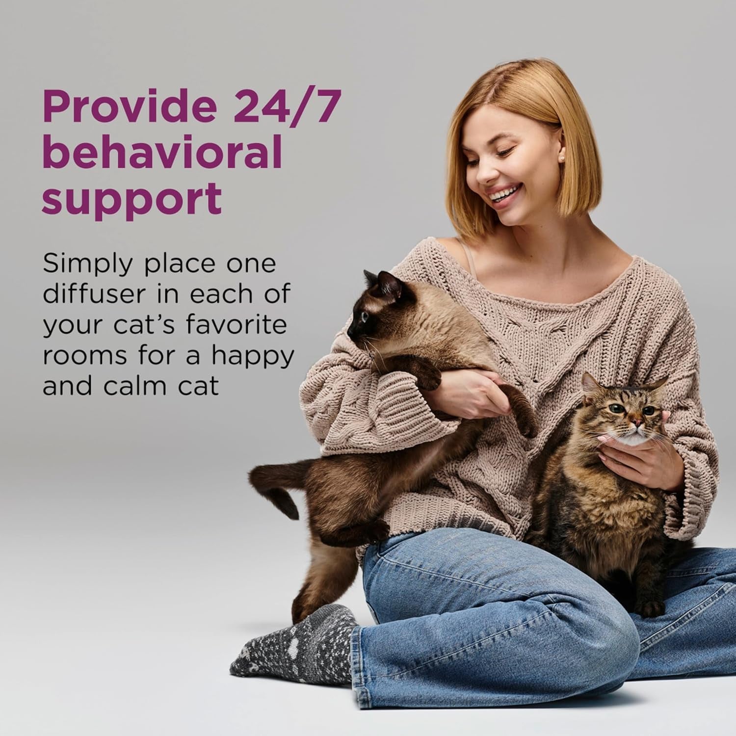 Multi Cat Calming Diffuser Refill, 3 Pack – Cat Calming Pheromone Refills Help Reduce Anxiety, Stress, Scratching, Urine Marking, Multi-Cat Aggression, (30-Day Refills, 90-Day Supply)