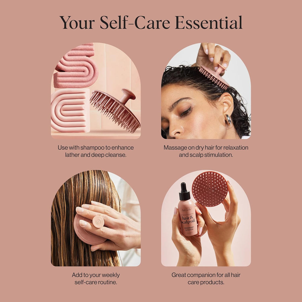 Scalp Massager for Hair Care - Scalp Scrubber, Shampoo Brush & Exfoliator for Scalps- Hair Scrubber for Relaxing Bath - Terracotta