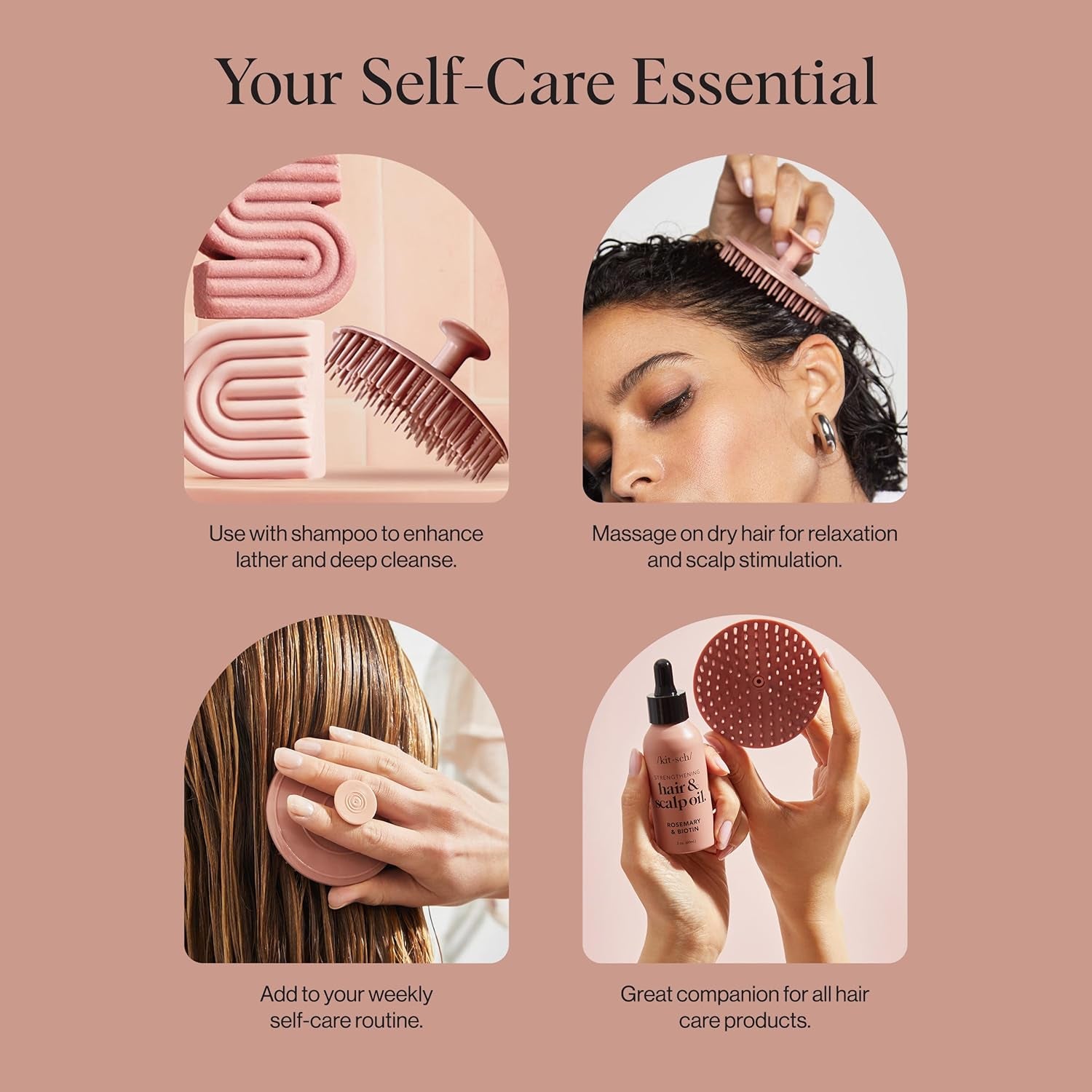 Scalp Massager for Hair Care - Scalp Scrubber, Shampoo Brush & Exfoliator for Scalps- Hair Scrubber for Relaxing Bath - Terracotta