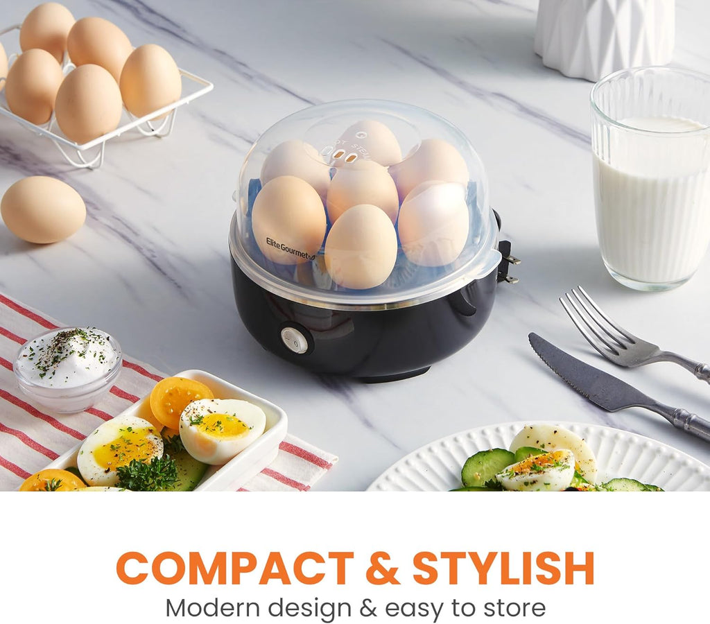 EGC115B Easy Egg Cooker Electric 7-Egg Capacity, Soft, Medium, Hard-Boiled Egg Cooker with Auto Shut-Off, Measuring Cup Included, BPA Free, Classic Black