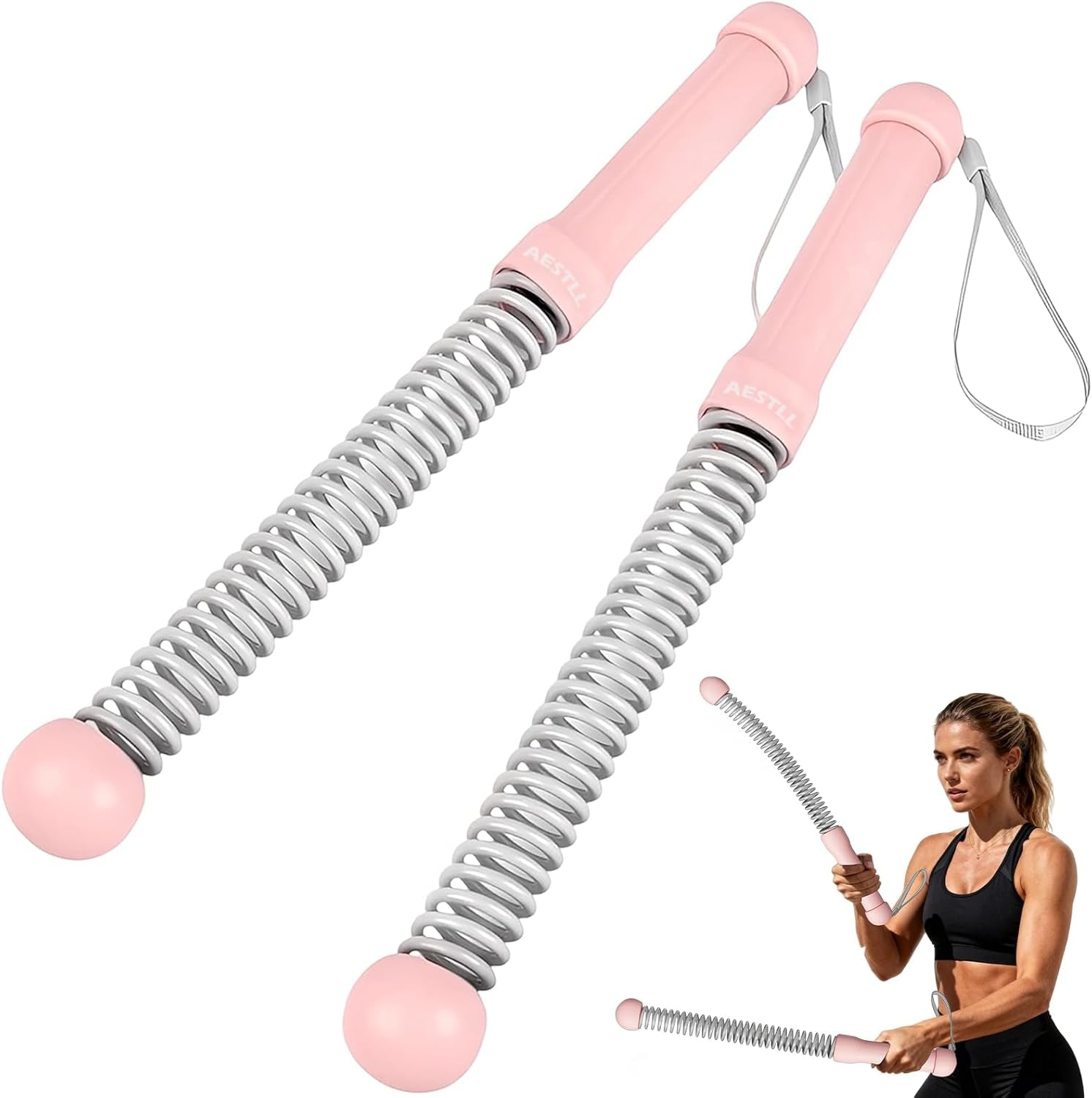 Ropeless Battle Ropes Weighted — 2 Pack Portable Cordless Battle Ropes for HIIT & Cardio Full-Body Workout Tool with Non-Slip Spiral Handles, Travel-Friendly Home Gym Equipment for Women & Men