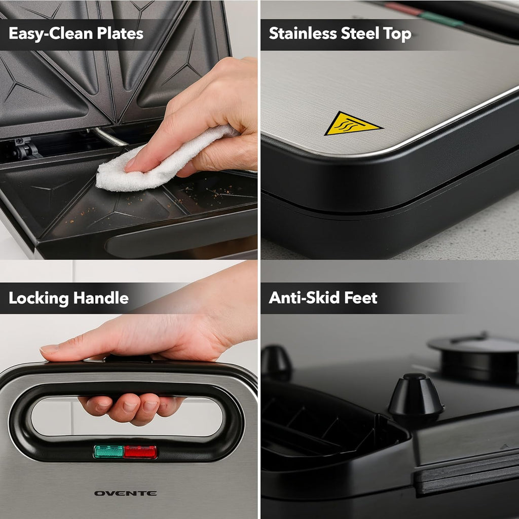 Electric Sandwich Maker with Non-Stick Plates, Indicator Lights, Cool Touch Handle, Easy to Clean and Store, Perfect for Cooking Breakfast, Grilled Cheese, Tuna Melts and Snacks, Black GPS401B