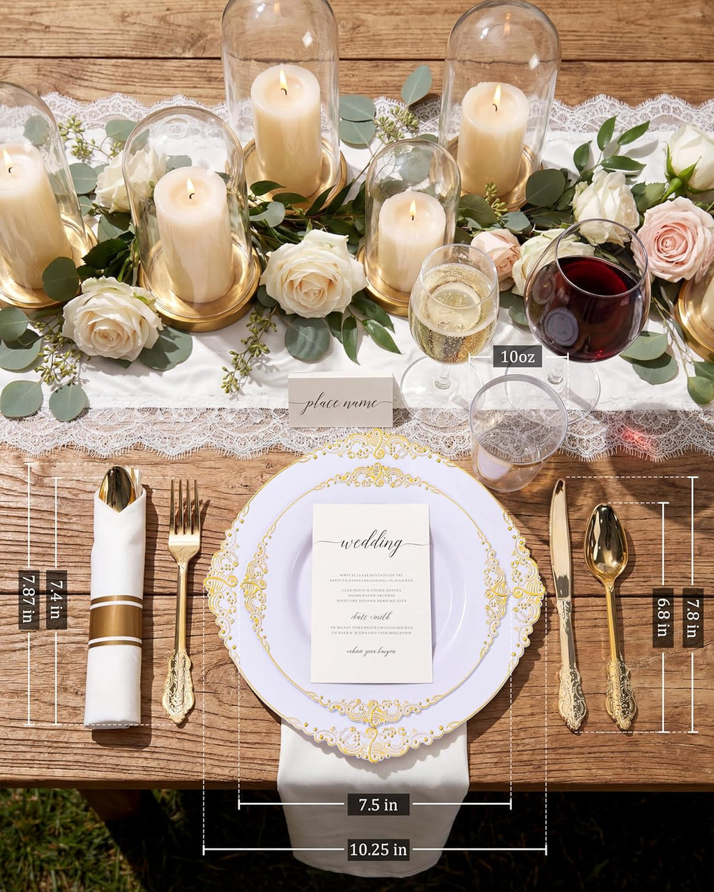 350PCS Gold Plastic Plates - Gold Plastic Dinnerware Sets for 50 Guests - 100 Disposable Plates, 150 Silverware, 50 Cups, 50 Napkins for Wedding & Party