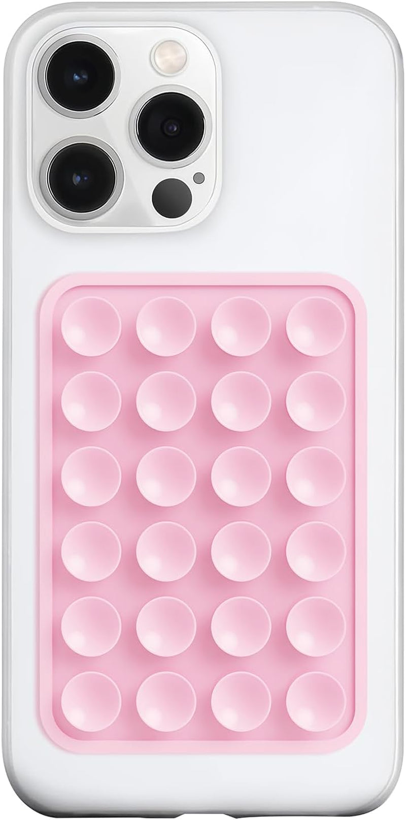 Anteel Silicone Suction Phone Case Mount, Silicon Adhesive Phone Accessory for Smartphones, Hands-Free Mirror Shower Phone Holder for Selfies, Tiktok Videos (Light Pink)