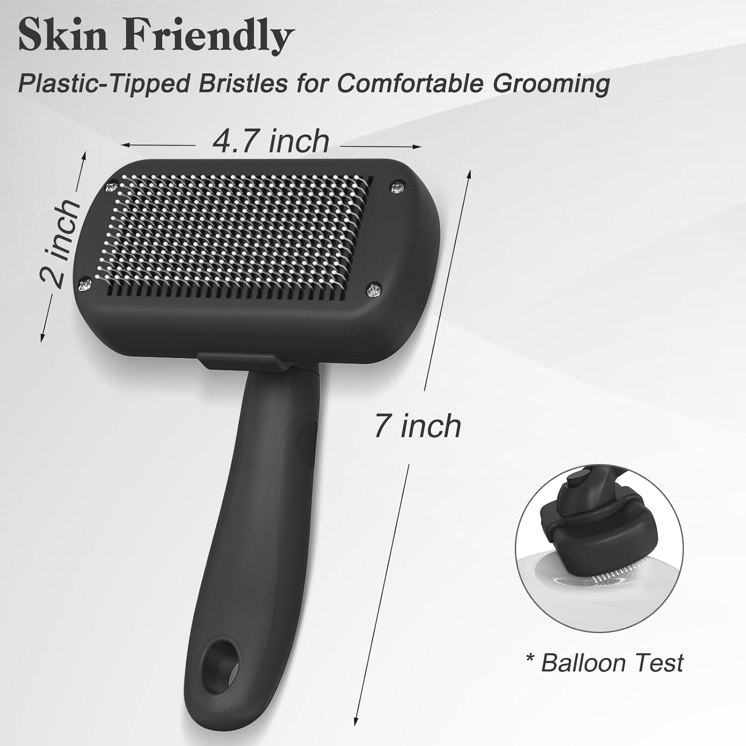 Self Cleaning Slicker Brush for Dogs & Cats - Skin Friendly Deshedding and Grooming Brush for Haired Pets, Pet Supplies Accessory, Black