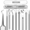 5PCS Blackhead Remover Comedone Extractor, Curved Blackhead Tweezers Kit, Professional Stainless Pimple Acne Blemish Removal Tools Kit for Manual
