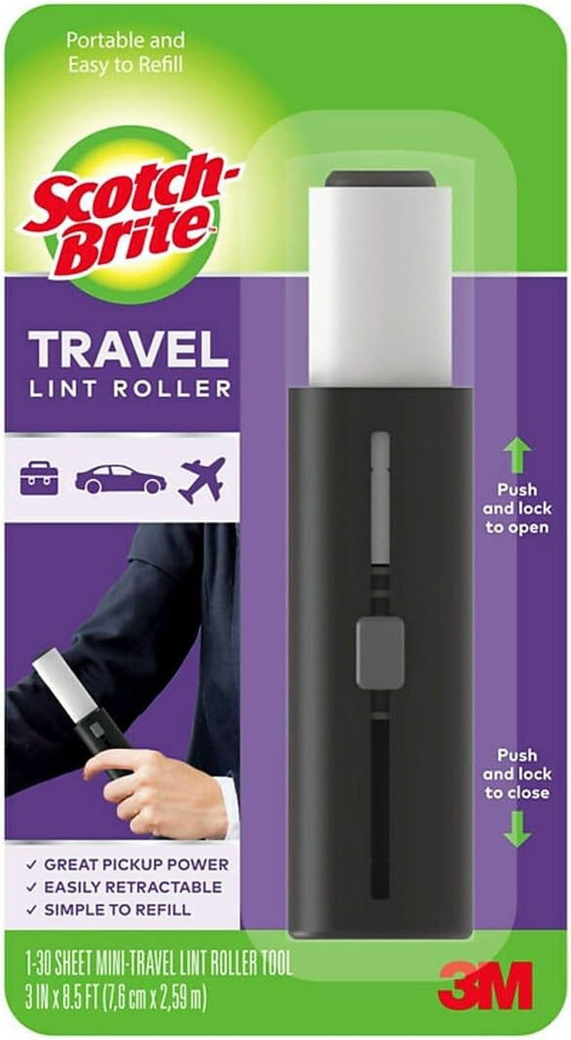 Scotch-Brite Mini Travel Lint Roller, Works Great on Pet Hair, 30 Sheets