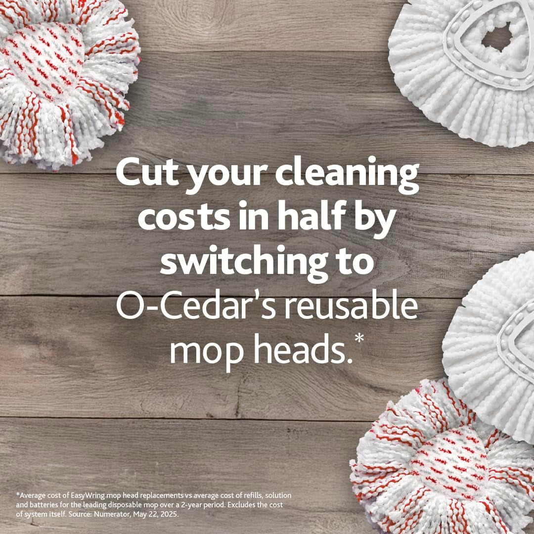 O-Cedar Easywring Microfiber Spin Mop, Bucket Floor Cleaning System, Red, Gray, Standard