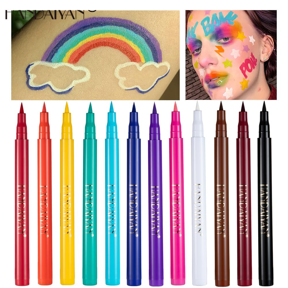 12 Colors Matte Liquid Eyeliner Set Rainbow Colorful Neon Eyeliner Pencil Pigmented Waterproof Smudgeproof Long Lasting Gel Eye Liner Christmas Makeup Gift Kit for Women (Set E)