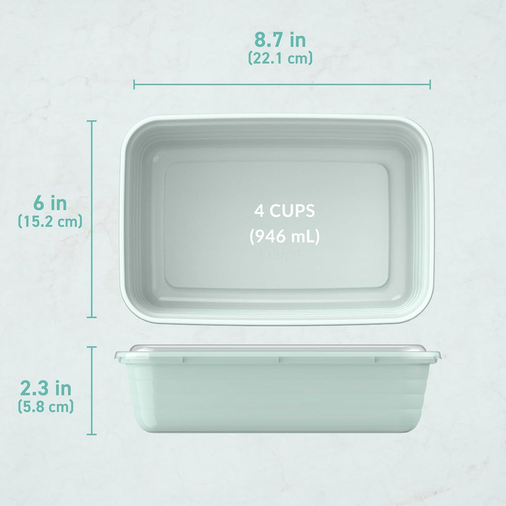 Prep - 20-Piece 1-Compartment Reusable Meal Prep Containers with Lids, PFAS & BPA Free Materials, Durable, Microwave, Freezer, & Dishwasher Safe to Go Food Storage (Mint)