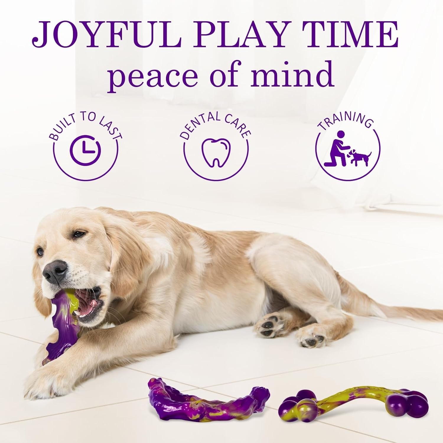 Tough Dog Toys for Aggressive Chewers 3 Pack, Indestructible Dog Toys for Large Dogs, Dog Chew Toys, Aggressive Chew Toys to Keep Them Busy, Dog Bones for 30-75Lbs Medium/Large Breeds