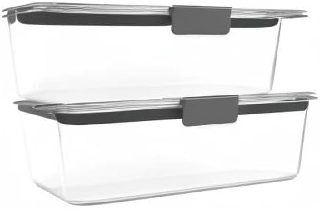 Brilliance Bpa-Free Food Storage Containers with Lids, Airtight Clear Set of 2 (9.6 Cup), Ideal for Lunch, Meal Prep, and Leftovers
