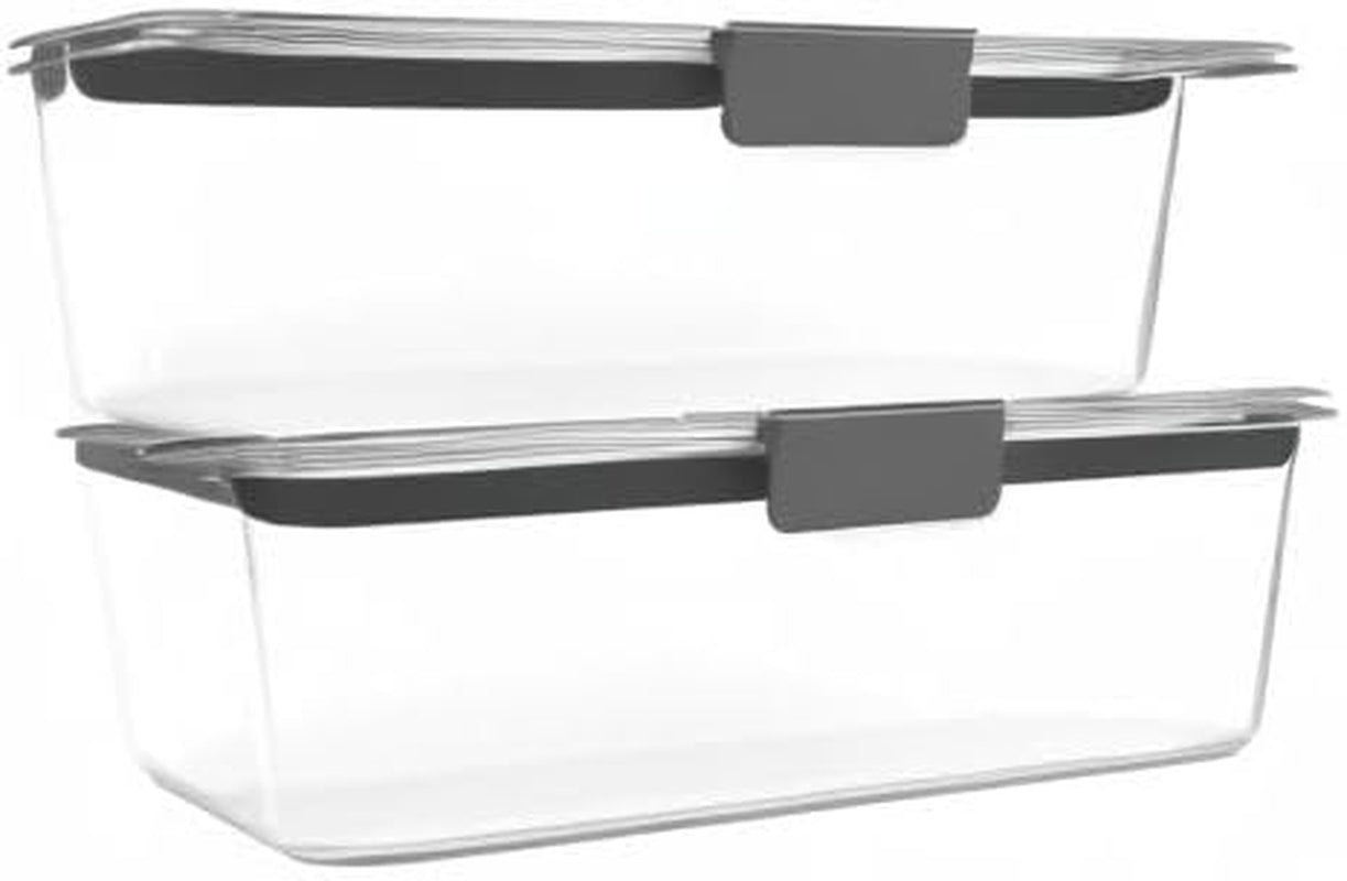 Brilliance Bpa-Free Food Storage Containers with Lids, Airtight Clear Set of 2 (9.6 Cup), Ideal for Lunch, Meal Prep, and Leftovers