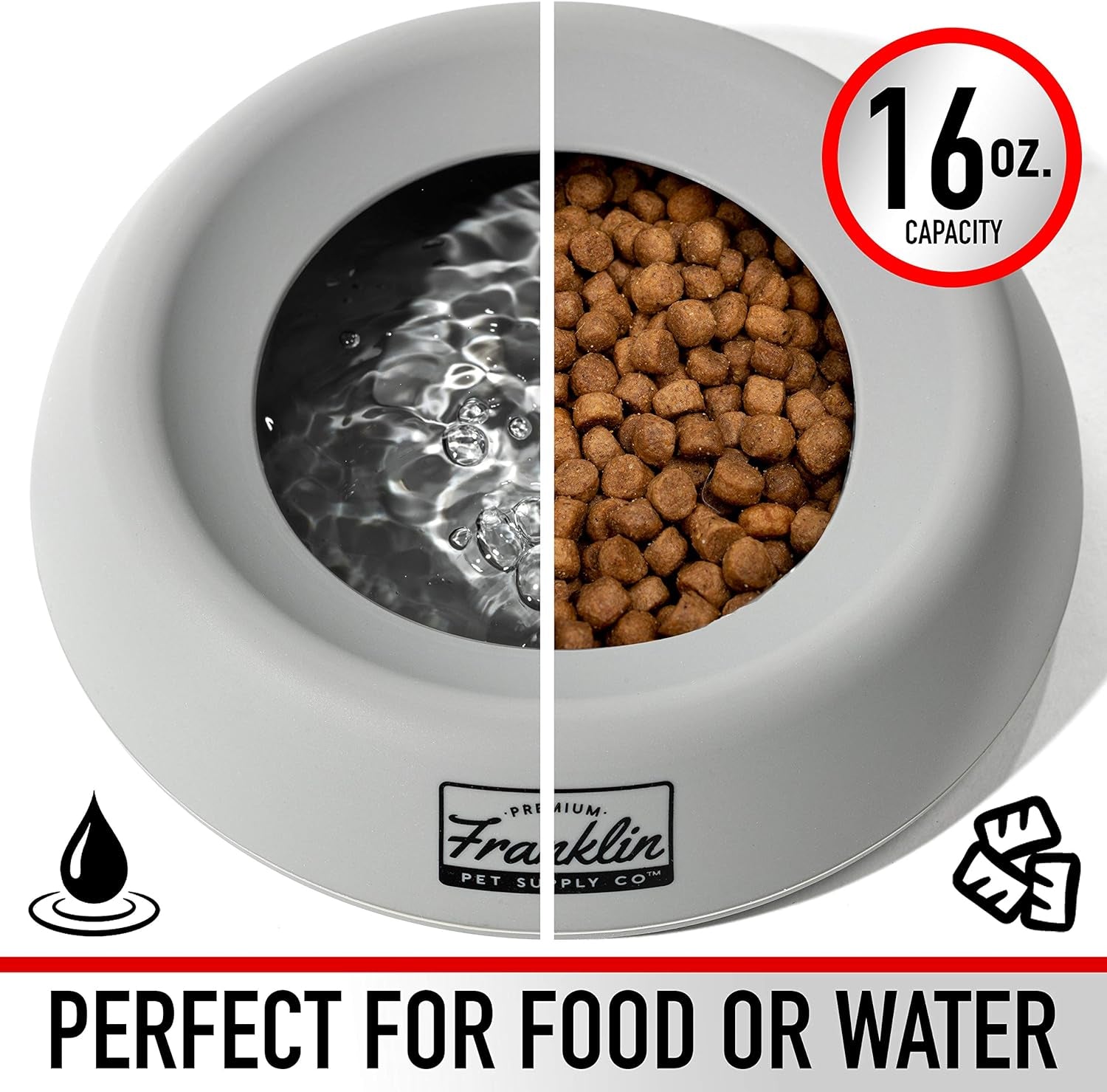 Franklin Pet Supply Co. Spill Proof Pet Bowl - No Splash Travel Water + Food Dish for Dogs + Cats - Portable - 16 Oz. - BPA Free