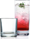 Everyday Drinking Glasses Set of 8 Drinkware Hurricane Glasses, Kitchen Glasses for Cocktail, Iced Coffee, Beer, Ice Tea, Wine, Whiskey, Water, 4 Tall Glass Cups & 4 Short Dof Drinking