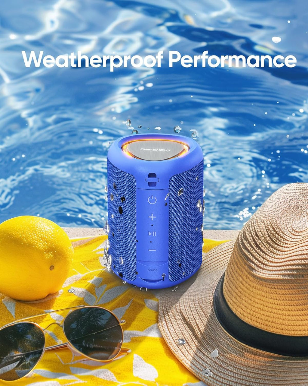 Portable Bluetooth Speaker Beach Essentials: Powerful Crystal Clear Sound/Dynamic Light/Ipx5 Waterproof/All Day Playtime/Wireless BT 5.3/TWS Paring, Mom Gifts, Outdoor|Travel|Camping|Pool Accessories
