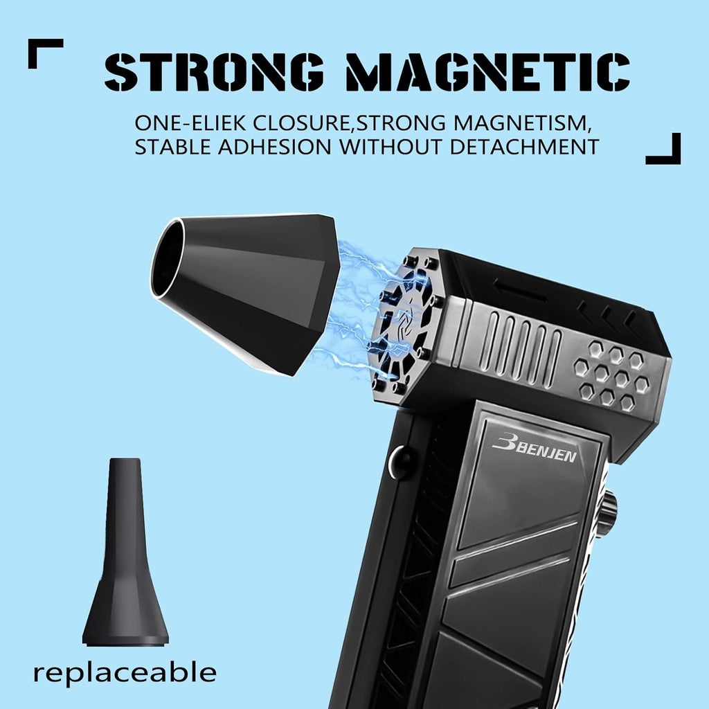 Compressed Air Duster-150000Rpm Electric Air Duster for Cleaning Keyboard & PC Infinitely Adjustable Speed Cordless Turbo Fan Turbo Dryer Blower for Car, Air Bed, Outdoors, Home.