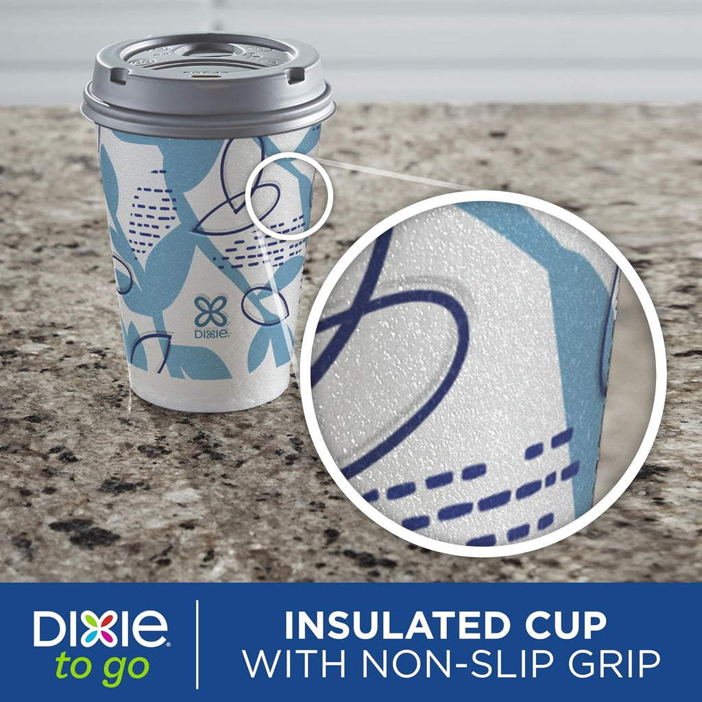 Paper Coffee Cups with Lids, 12 Oz, 156 Count (6 Packs of 26 Cups), Disposable Insulated Paper Cups for On-The-Go Hot or Cold Beverages