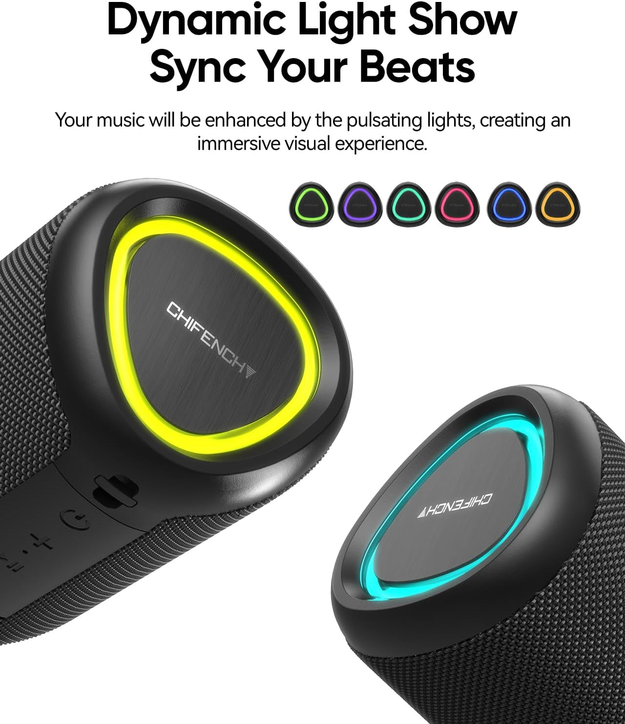 Portable Bluetooth Speaker Beach Essentials: Powerful Crystal Clear Sound/Dynamic Light/Ipx5 Waterproof/All Day Playtime/Wireless BT 5.3/TWS Paring, Mom Gifts, Outdoor|Travel|Camping|Pool Accessories