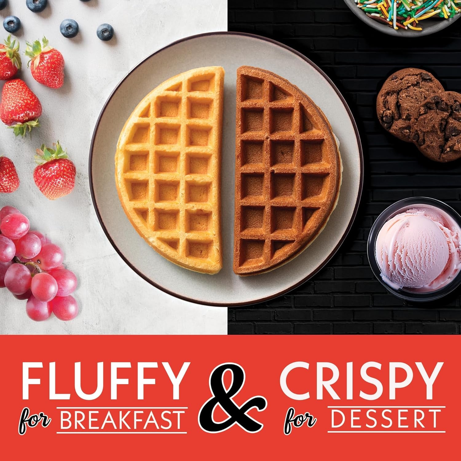 Belgian Waffle Maker – Compact Design with Upright Storage, Adjustable Browning, and Easy-Clean Nonstick Ceramic Plates, Stainless Steel