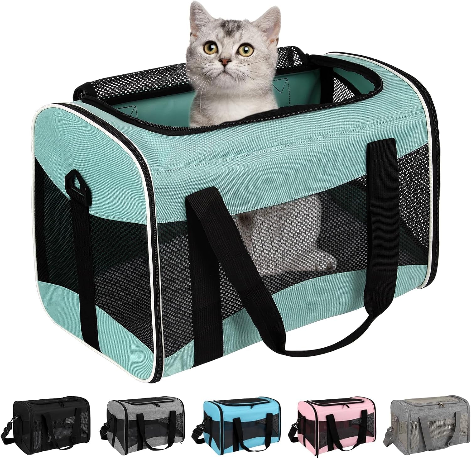 Cat Dog Carriers Soft-Sided Pet Carrier Large Cats for Medium Big Cat Small Dog Puppy up to 16Lbs TSA Airline Approved Animal Collapsible Cat Carrier Carriers Travel Carrier Cat Bag (17X11X11)
