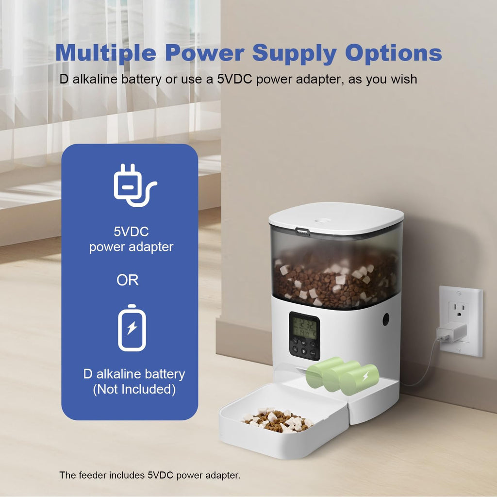 Automatic Cat Feeder, 4L Cat Food Dispenser with 10S Voice Recorder, Pet Feeder up to 8 Meals per Day, Timed Dog Feeder with Dry Food Sealed Ring