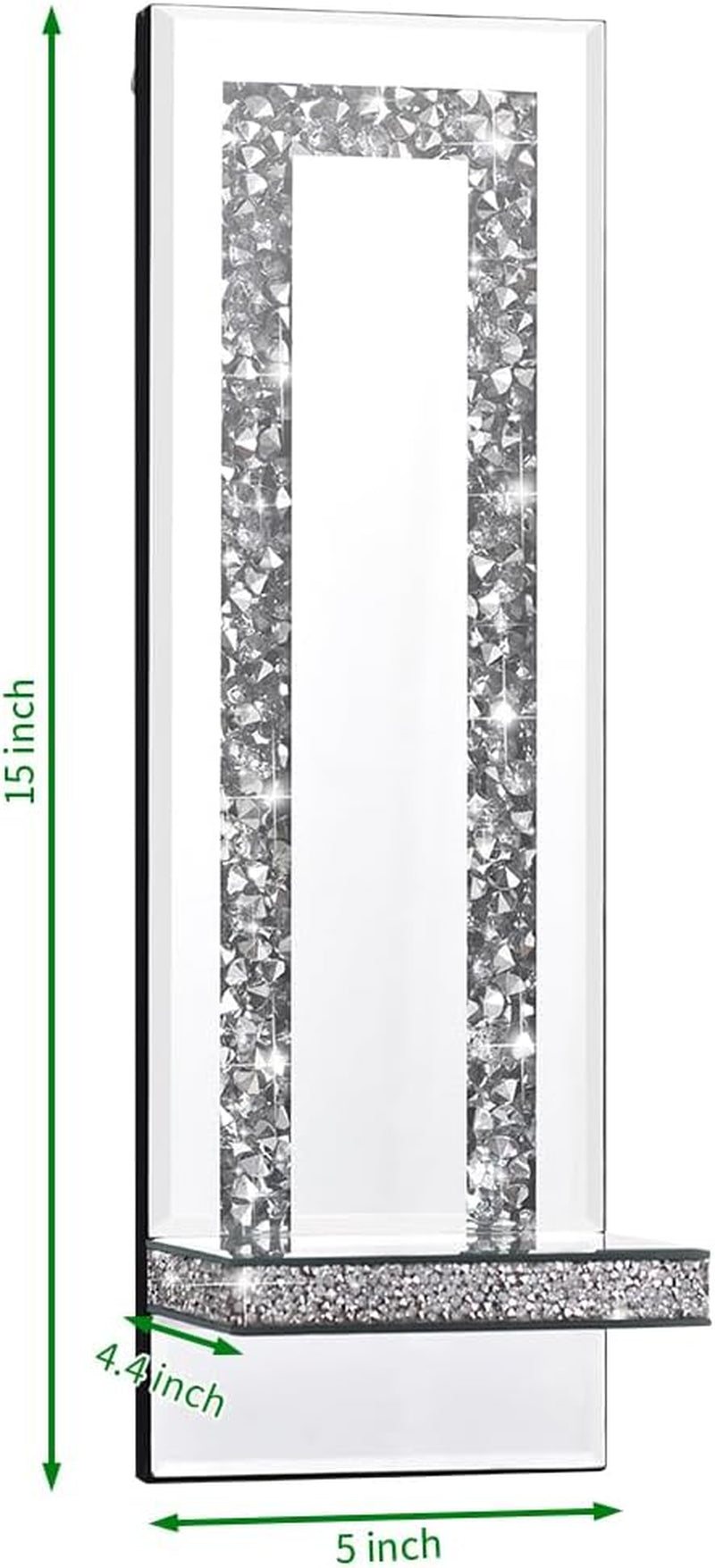 Crystal Crush Diamond Mirrored Candle Sconces, Silver Wall Candle Holder Set of 2, Wall Decorations for Living Room，Dining Room (Rectangle Stripe (Style 4))