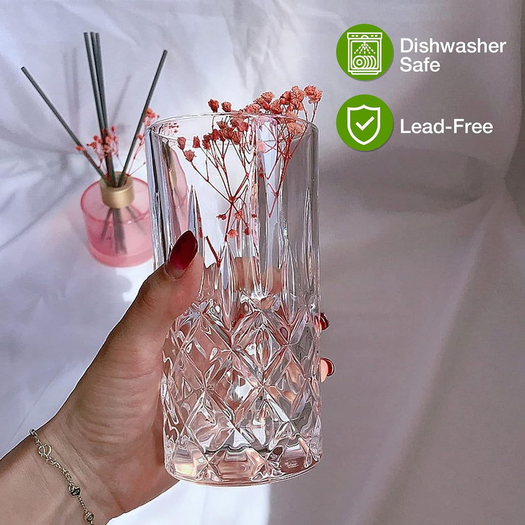 Drinking Glasses, 8 Piece Crystal Glass Cups, Mixed Glassware Set, 4 Pcs Crystal Old Fashioned 11Oz Highballs and 4 Pcs 11Oz Whiskey Glasses, Great for Cocktail, Whisky and Other Beverages