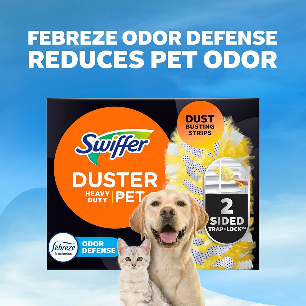 Pet Heavy Duty Dusters Refills, Multisurface 360 Dusters with Febreze Odor Defense, 11 Count