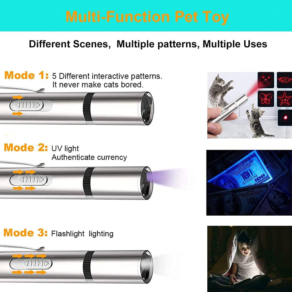 Laser Pointer Cat Toys for Indoor, Rechargeable, 7 Adjustable Wand Red Light Pet Interactive Cat Mouse Toys to Keep Busyfor Kitten Dog Chase Play ﻿