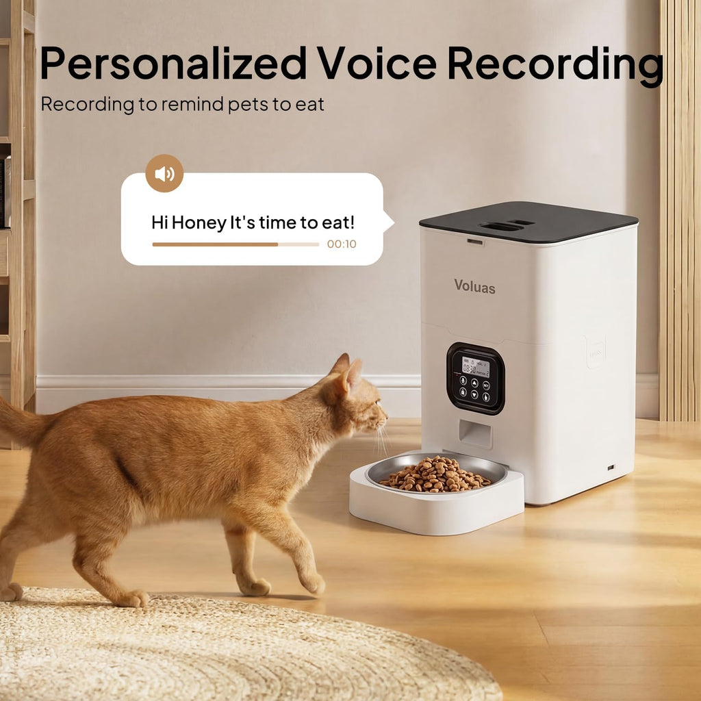 Automatic Cat Feeders - Timed Pet Feeder for Cats and Dogs with Dry Food Dispenser, Desiccant Bag, Programmable Portion Control, 4 Daily Meals, 10S Voice Recorder