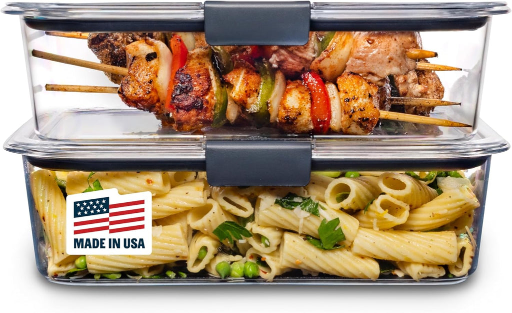 Brilliance Bpa-Free Food Storage Containers with Lids, Airtight Clear Set of 2 (9.6 Cup), Ideal for Lunch, Meal Prep, and Leftovers