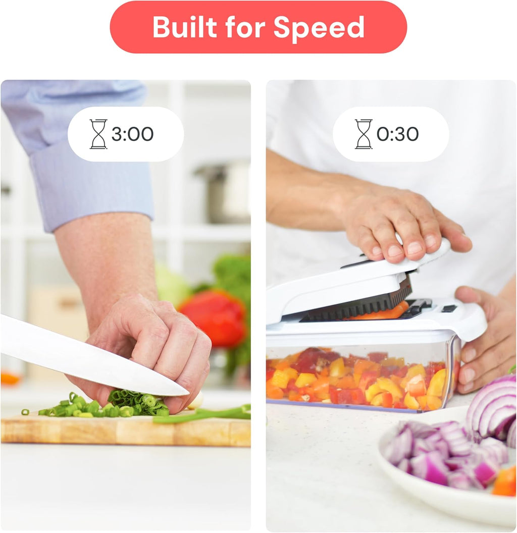 the Original Pro Chopper - Vegetable Chopper and Spiralizer, Food Chopper with Container, Fruit Slicer, Kitchen Gadgets & Gifts, Home Essentials (4 in 1, White)