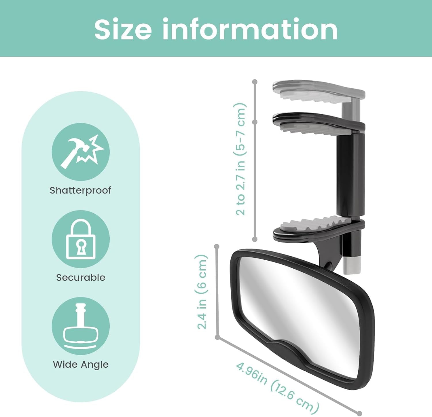 Clip Baby Car Mirror – Rear Facing Car Mirror for Baby, Over-The-Mirror Design, Shatterproof Glass, 360° Swivel, Universal Fit for Rearview Mirror – Toddler Car Safety Essential, Baby Car Accessories