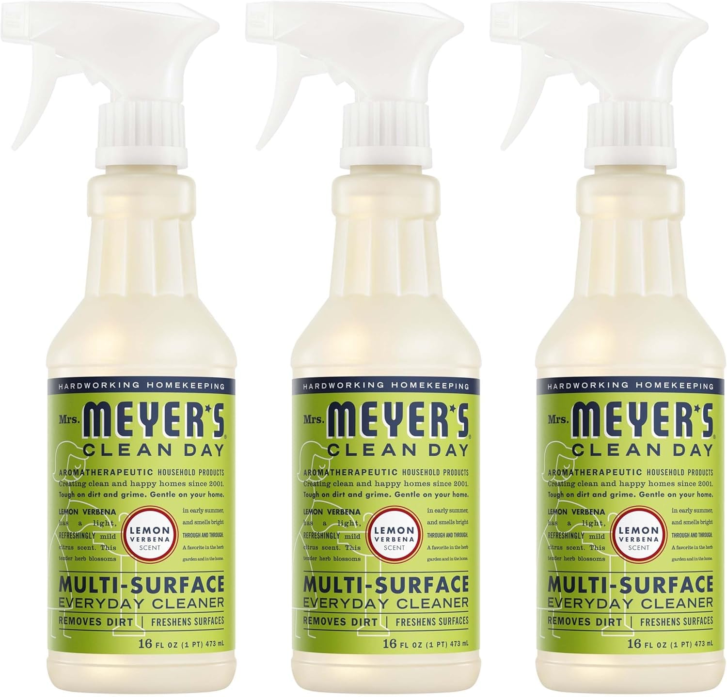 MRS. MEYER'S CLEAN DAY All-Purpose Cleaner Spray, Cruelty Free Formula, Lemon Verbena, 16 Fl. Oz - Pack of 3