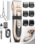 Dog Clippers Low Noise, Dog Grooming Kit with Rechargeable, Pet Shaver Cordless Electric Quiet Hair Clipper Set for Dogs Cats Pets（Gold）