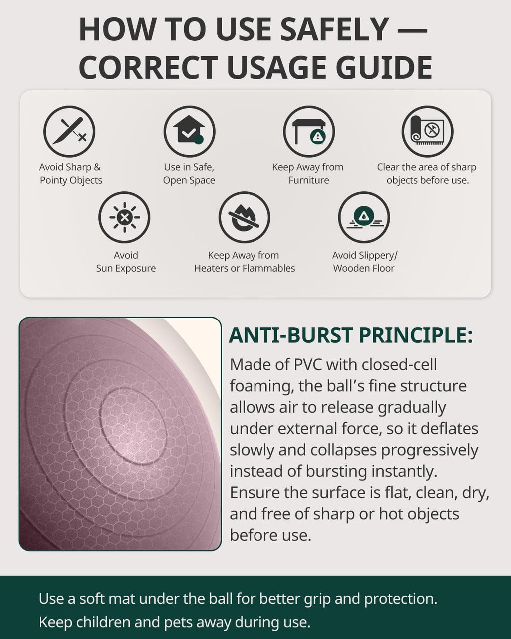 Exercise Ball Yoga Ball,Office Seating & Balance Ball Chair, Stability Ball for Pilates, Physical Therapy,Core Training & Balance Improvement & Stretching
