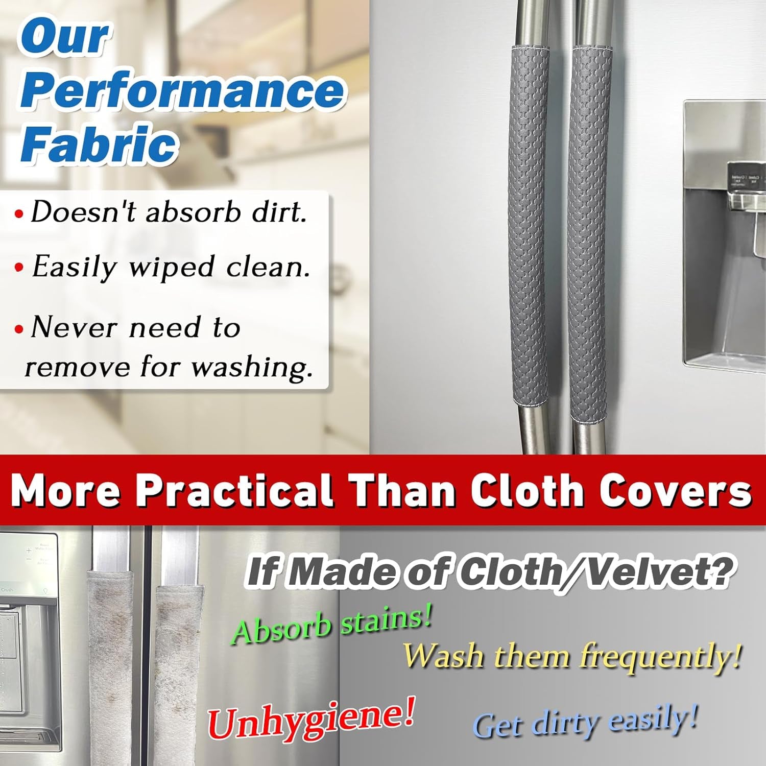 Refrigerator Door Handle Covers, 5 PCS, Performance Appliance Handle Covers, Non-Slip Fridge Door Handle Covers, Keep Your Kitchen Clean, Microwave Oven Dishwasher Door Handle Protectors(Dark Gray)