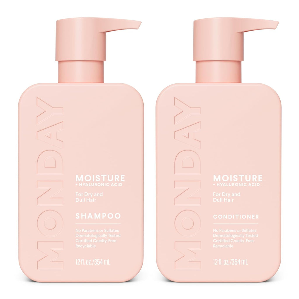 Moisture Shampoo + Conditioner Set for Dry, Coarse, Stressed, Frizzy Hair, Made with Coconut Oil, Rice Protein, Shea Butter and Vitamin E, All Natural, 12 Fl Oz (Pack of 2)