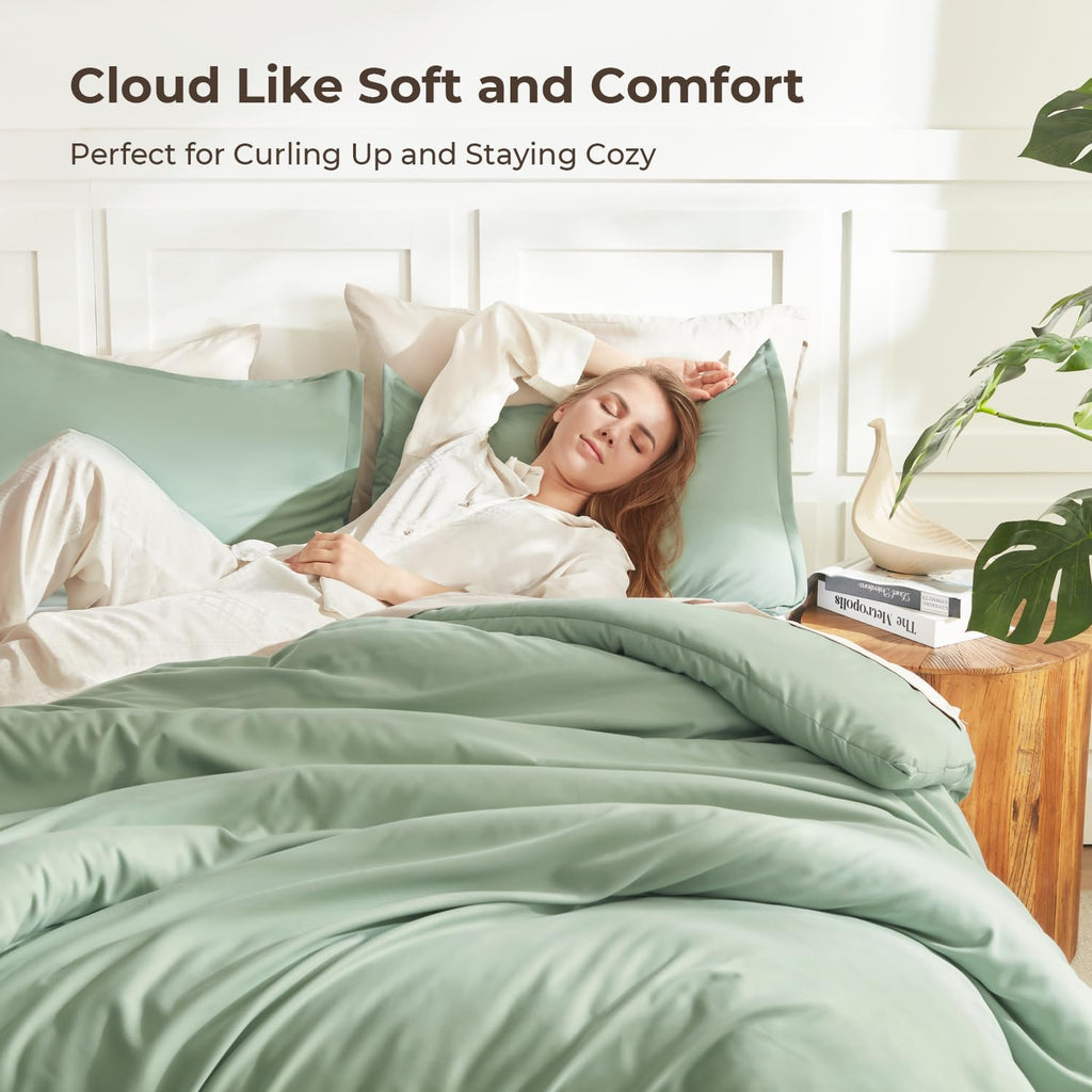 Queen Comforter Set Sage Green, 3 Pieces Lightweight Comforters Queen Size Solid Bedding Comforters Sets, down Alternative Comforter Bed Set Quilt Blanket