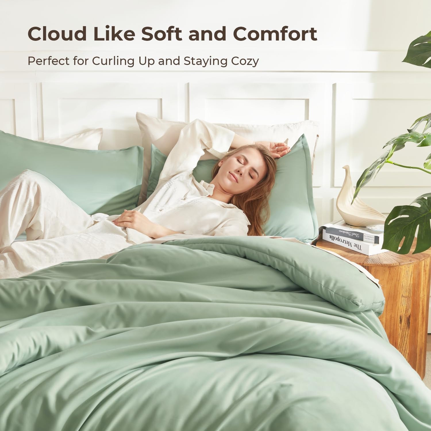 Queen Comforter Set Sage Green, 3 Pieces Lightweight Comforters Queen Size Solid Bedding Comforters Sets, down Alternative Comforter Bed Set Quilt Blanket