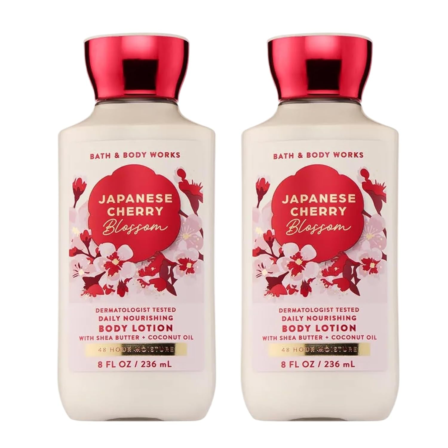 Japanese Cherry Blossom Body Lotion, Lightweight Daily Moisturizer with Shea Butter & Coconut Oil, Iconic Floral Scent, 8 Fl Oz - 2 Pack