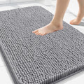 Bathroom Rugs 30X20, Extra Soft Absorbent Shaggy Chenille Bath Rugs, Machine Washable Rubber Backing Non-Slip Bath Mats for Bathroom Floor Tub and Shower, Home Decor Accessories, Grey