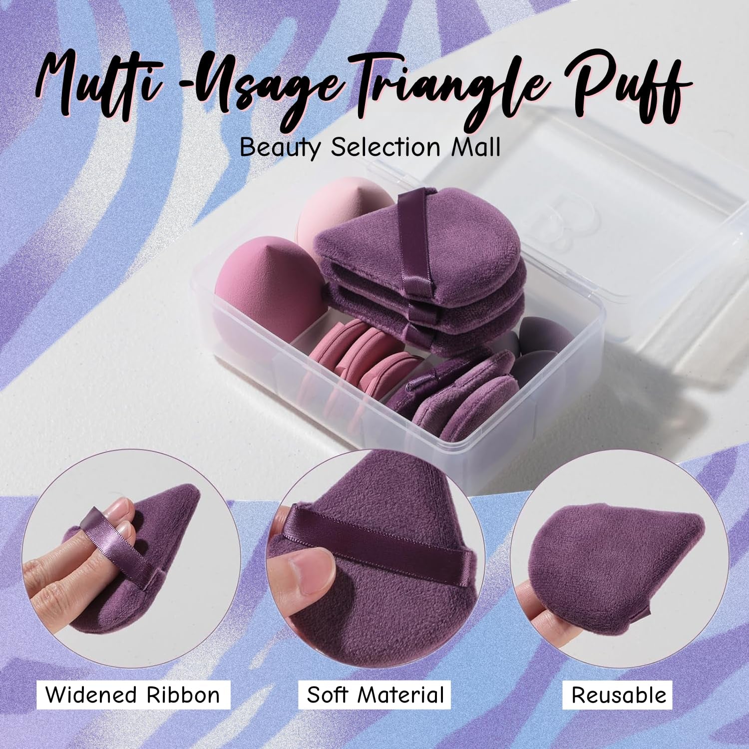 Makeup Sponge Set  Triangle Puff 14PCS Non-Latex Beauty Blender Sponges with Travel Case, Soft Makeup Puff for Foundation, Concealer, Cream & Powder, Face & Eye Blending for Sensitive Skin