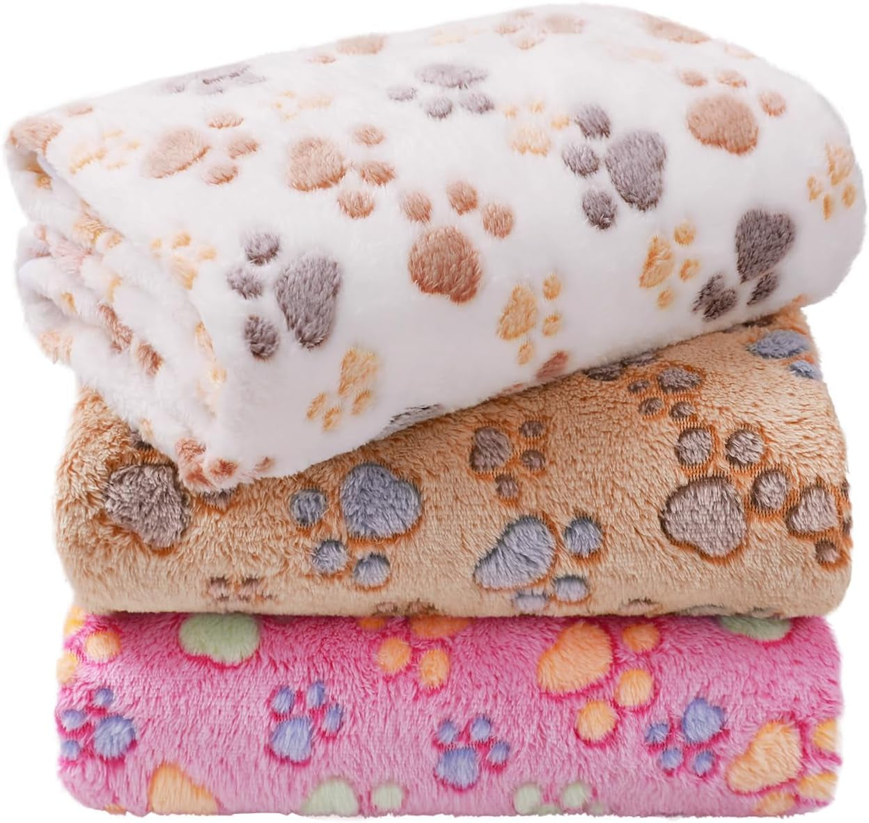 1 Pack 3 Blankets Super Soft Fluffy Premium Fleece Dog Blankets for Puppy Cat Pet Blanket Flannel Throw Warm Sleep Dog Paw 23X16 Inches