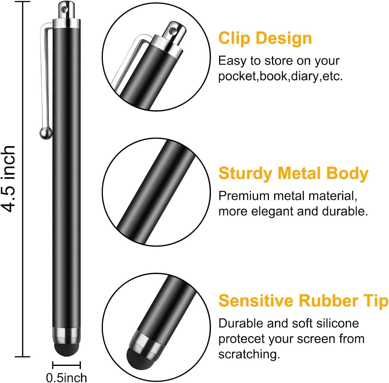 Stylus Pen [10 Pack] Universal Capacitive Touch Screen Pens for Tablets, Ipad Mini, Ipad Pro, Ipad Air, Smartphones, Samsung Galaxy - Multiple Colors