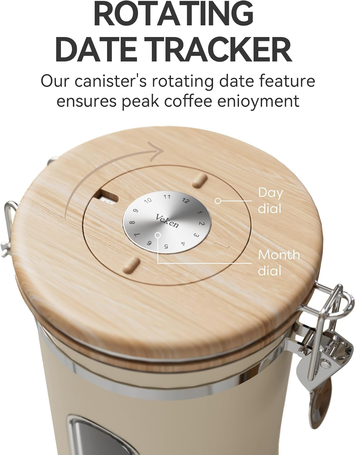 Coffee Sugar Canister with Window, Mothers Day Gifts for Women,Airtight Stainless Steel Kitchen Food Storage Container, Date Tracker & Scoop for Grounds Coffee, Beans,Tea,Flour,Cereal,22Oz,Cream
